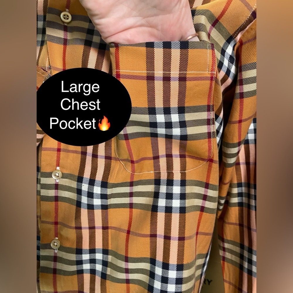 🔥NEW🔥BURBERRY NOVA CHECK L/S Luxury Cotton Button Down👔Oversized🇺🇸Med+/LG🔥 - Picture 4 of 16